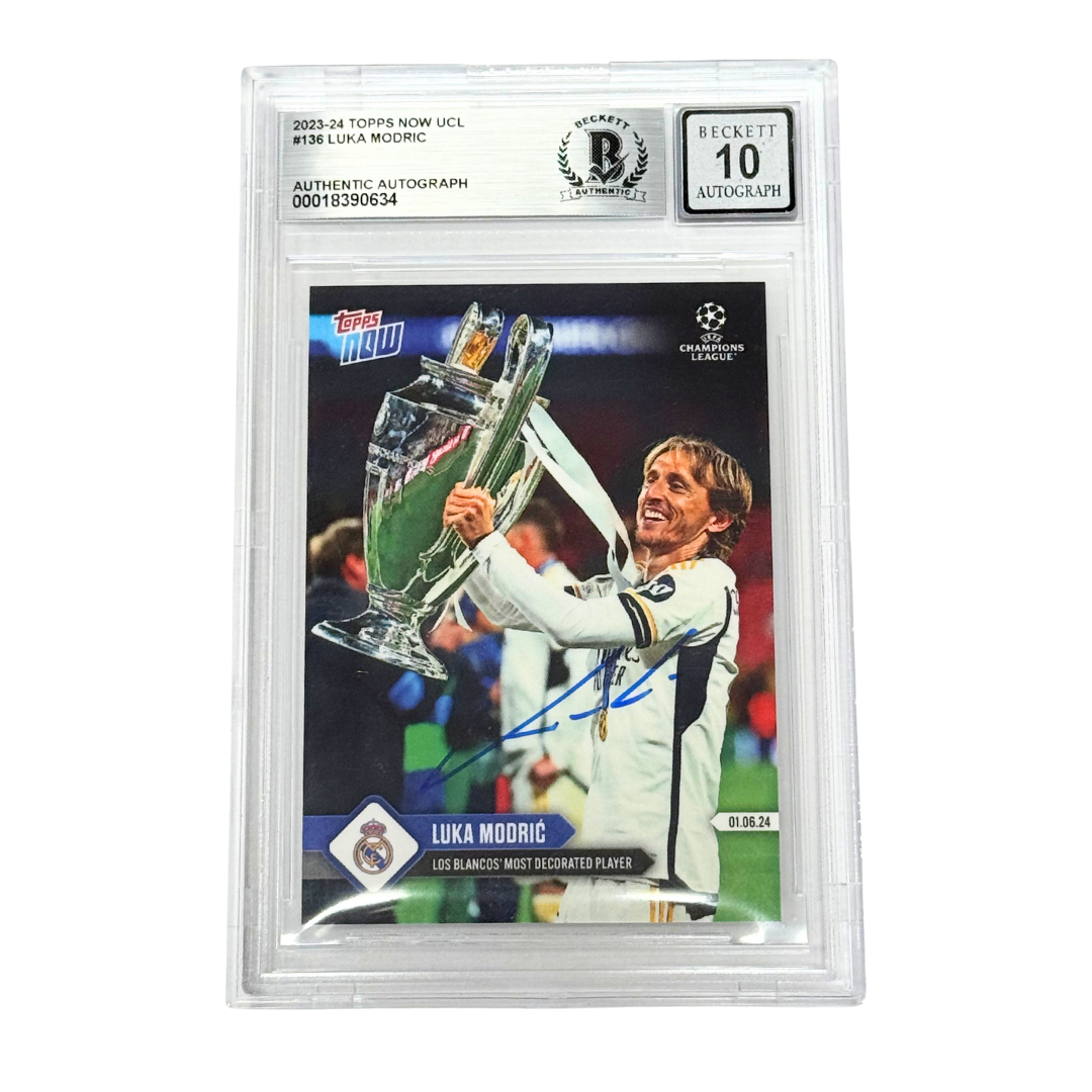 Luka Modric Signed 2024-25 Topps Now UCC Most Decorated Player – BGS 10